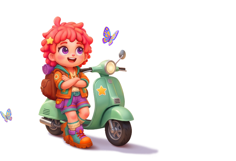 Jollify character on a scooter